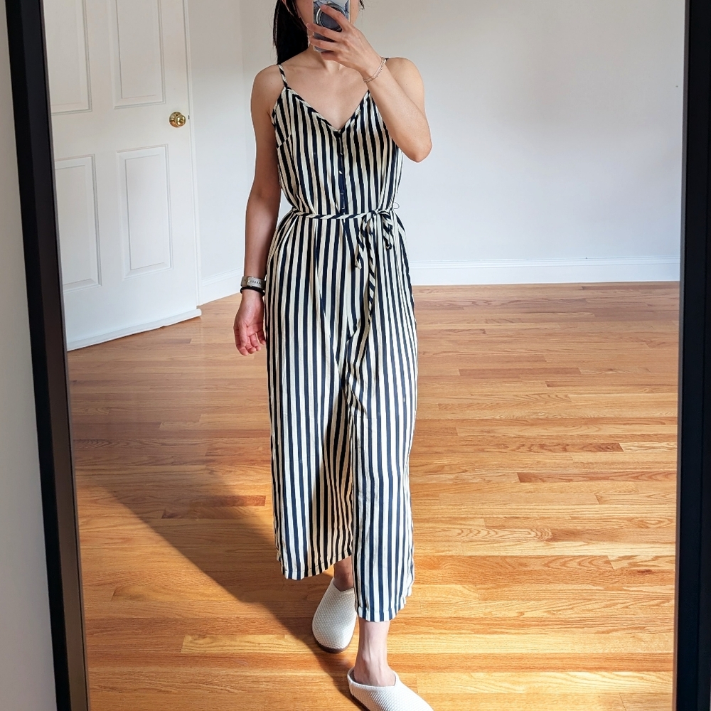 COTTON:ON Striped Tie Waist Wide Leg Jumpsuit XS